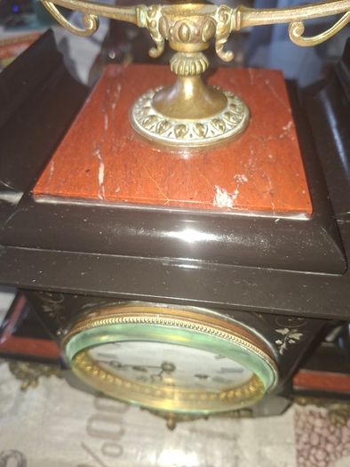 Rare 19th-century 1867 until 1889 French Architectural Mantel Clock by Samuel Marti, Enamel Dial In Working Condition,