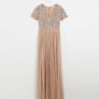 Maya Bridesmaid v neck maxi tulle dress with tonal delicate sequins in taupe blush Image 3