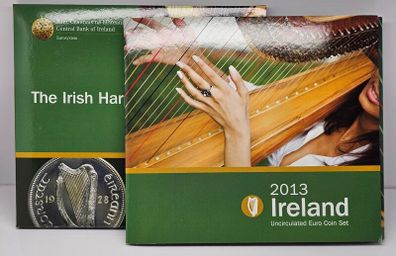 Ireland 2013 Coin Set in Original Folder The Irish Harp 2 Euro to 1 Cent