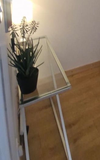 Table with glass top set in Crome