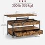 Coffee Table Height Adjustable Living Room Table Coffee Table with Drawers Open Compartment Vintage Brown Ink Black Image 3