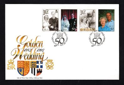 1997 Isle of Man Golden Wedding of Queen Elizabeth II and Prince Philip Commemorative Stamps First Day Cover (FDC)