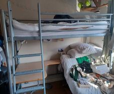 Bed with desk