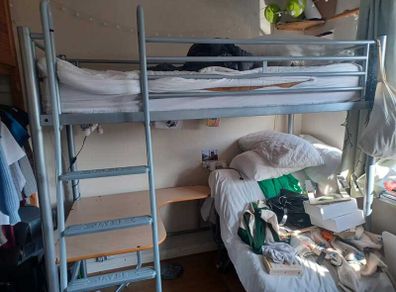Bed with desk