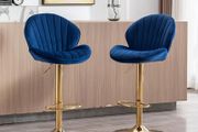 Set of 2 Luxury Bar Stools swivel with a stunning gold chrome base