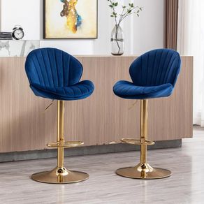 Set of 2 Luxury Bar Stools swivel with a stunning gold chrome base