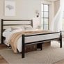 Metal Double Bed Frame With Stylish Headboard And Footboard,Bed Frame Double Bed,Easy Assembly, Ample Under-bed Storage Space, Black Image 3