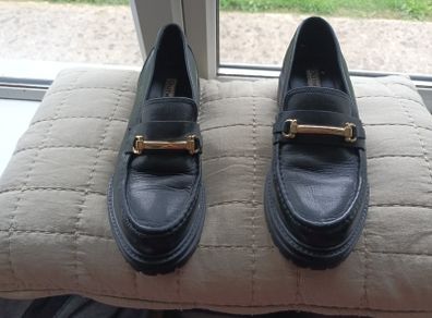 Dune black leather loafer