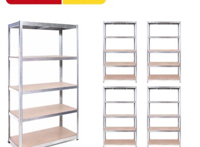 5x bays of galvanised flatpacked shelving