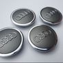 4x Audi Chrome & Grey 3D 68mm 69mm centre caps Image 2