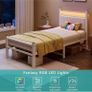 3FT Single Bed Frame with Storage Headboard, White Metal Platform Upholstered Bed frame USB Charging Station,Heavy Duty Metal Bed with LED Lights,Easy Assembly Image 3