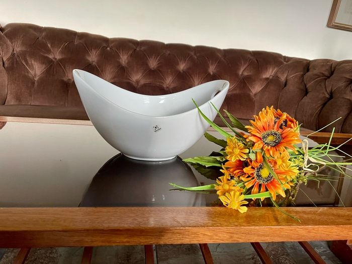 Pristine White Salad Sharing Bowl by Galzone Denmark with Handles