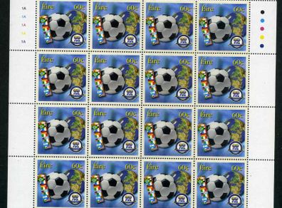 2004 Ireland Centenary of FIFA Commemorative Stamp Sheetlet Plate 1A1A1A1A Mint Never Hinged (MNH)