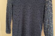 Primark navy top 3/4 sleeves lace Size 10