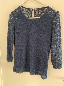 Primark navy top 3/4 sleeves lace Size 10