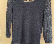 Primark navy top 3/4 sleeves lace Size 10
