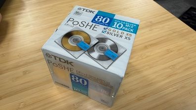 Sealed Pack of 10 New TDK PoSHE Silver/Gold Mix 80 minidiscs
