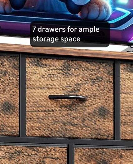 Chest of Drawers for Bedroom with 7 Drawers, Fabric Storage Drawer, Tall Brown Hallway Storage Unit