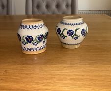 Nicholas Mosse Retired Set of 2 Blue Pansy Bud Vases