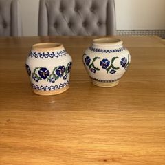 Nicholas Mosse Retired Set of 2 Blue Pansy Bud Vases