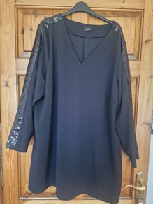 Zizzi black tunic with glitter detail sz 24/26