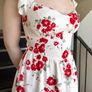 Hollister White & Red Floral Midi Dress With Lace-Up Back And Slit - Size S/8 Image 7