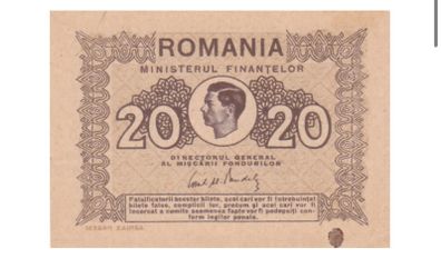 Romania - 20 ( Douazeci ) Lei , Mihai I , 1945