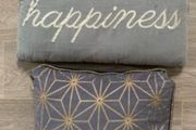 Happiness Cushion and Geometric Print Cushion
