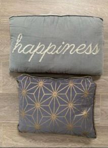 Happiness Cushion and Geometric Print Cushion