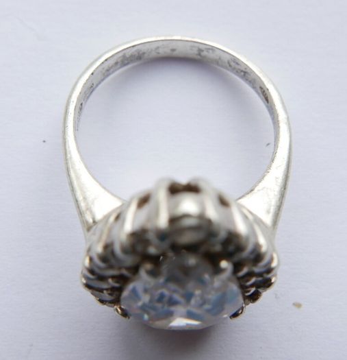 Vintage Sterling Silver 925 Big Stone Ring Women Champagne Crystal Cubic Zirconia 10g size Q1/2