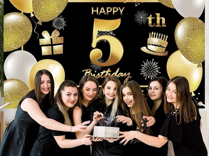 5th Happy Birthday Banner  Decorations Birthday Backdrop Decorations for a Party