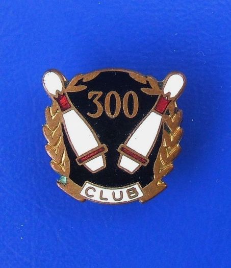 300 CLUB (ten-pin bowing) - award or prize badge for scoring the maximum 300 in a game