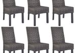 Dining Chairs 6 pcs Brown Kubu Rattan and Mango Wood