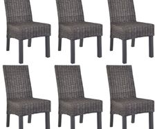 Dining Chairs 6 pcs Brown Kubu Rattan and Mango Wood
