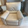 Cream Leather Corner Sofa, Recliner Armchair and Footstool Image 3