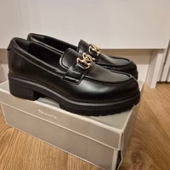 Tamaris black chain loafers