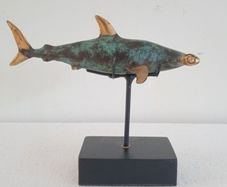 Hammerhead Shark - Patinated Bronze With Gold Accents
