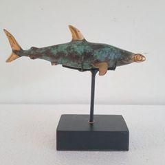 Hammerhead Shark - Patinated Bronze With Gold Accents