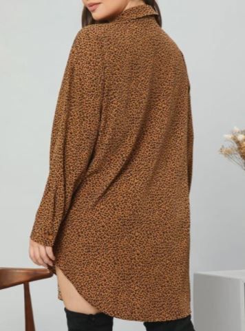 Leopard Button Front Tunic Top