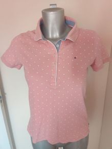 Genuine Tommy Hilfiger pink polka dot ladies polo top size S  Perfect condition Postage included