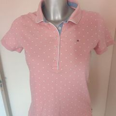 Genuine Tommy Hilfiger pink polka dot ladies polo top size S  Perfect condition Postage included