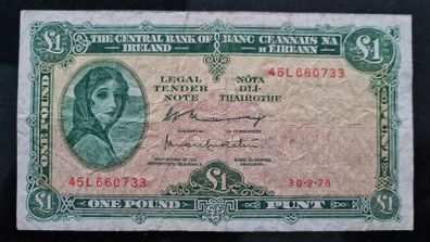 1976 Lady Lavery 1 pound banknote