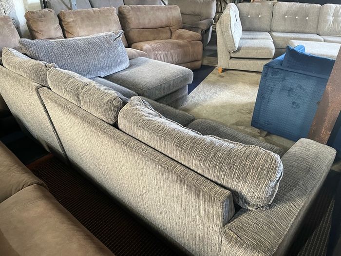 Grey corduroy corner sofa set
