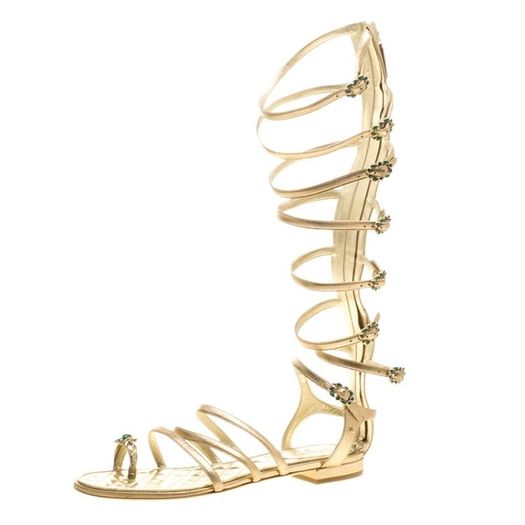 Chanel Gold Gladiator Sandals Size 40