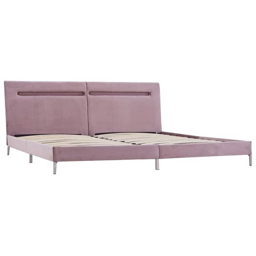 Bed Frame with LED Pink Fabric 150x200 cm