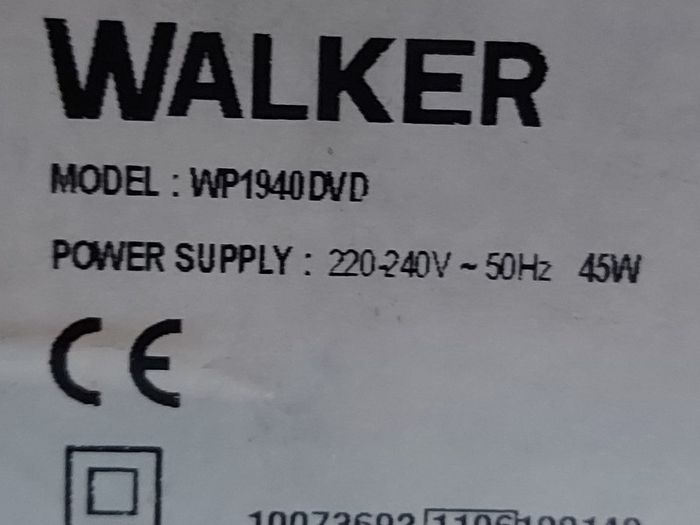Walker 19 inch TV Model WP1940DCD, comes with remote control