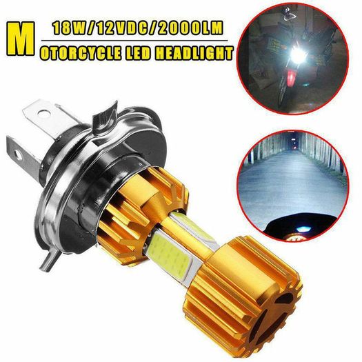 H4 18W LED 3 COB Motorcycle Motorbike Motor Cycle Bike Headlight Bulb 2000LM 6000K Hi/Lo Beam Light
