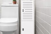 3 Tier Bathroom Storage Cabinet, Freestanding Organizer with Doors, White Waterproof Storage Floor Cabinet for Bedroom, Toilet, Living Room, Kitchen, Balcony, Office