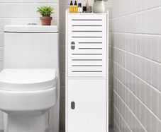 3 Tier Bathroom Storage Cabinet, Freestanding Organizer with Doors, White Waterproof Storage Floor Cabinet for Bedroom, Toilet, Living Room, Kitchen, Balcony, Office