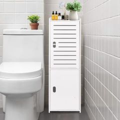 3 Tier Bathroom Storage Cabinet, Freestanding Organizer with Doors, White Waterproof Storage Floor Cabinet for Bedroom, Toilet, Living Room, Kitchen, Balcony, Office
